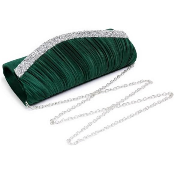 Evening Clutch Crossbody Bag Green Purse Wedding Handbag Party Prom Bridal Gift - Picture 4 of 10